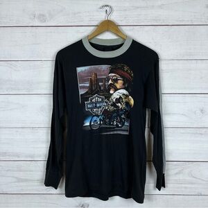Vintage 80s Harley Davidson 3D Emblem Long Sleeve T-Shirt Small
